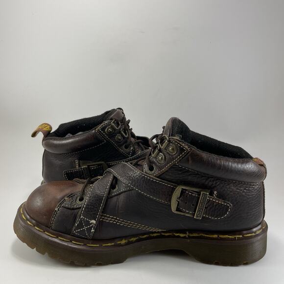 Dr. Martens 9946 Brown Leather Strap Boots Y2K Chunky Platform 10 UK, 11 US Goth main image 6